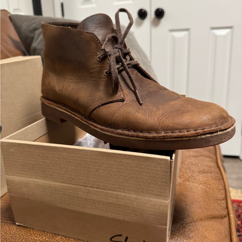 Clarks Brown Leather Chukka Boots with Crepe Sole